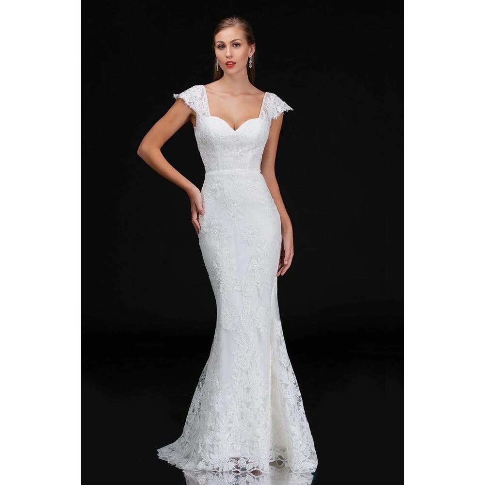 Nina Canacci 4203 Sz 22 Long Lace Mermaid Cap Sleeve Wedding Dress gown new nwt